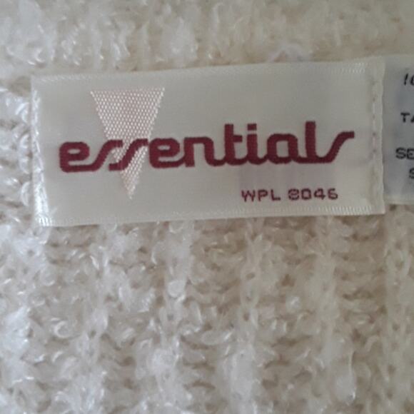 Vintage Womens Sz L Pockets Ivory 90s Granny Core Fairy Open Front Y2K Cardigan - Picture 7 of 8